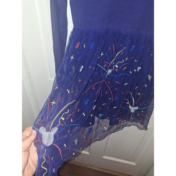 Girls Longsleeve Mikey Mouse Fireworks Dress Size 10 4th of July Disney Vaca - Picture 3 of 6